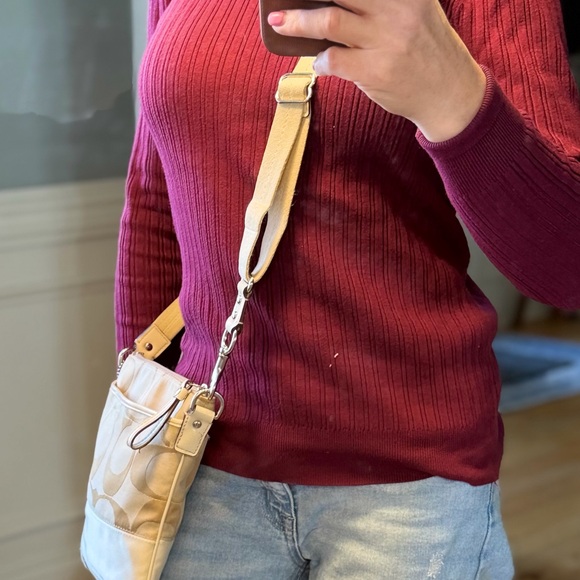 Coach Vintage Y2K Signature Stripe Swingpack Crossbody Bag w/Leather Trim - Picture 3 of 16